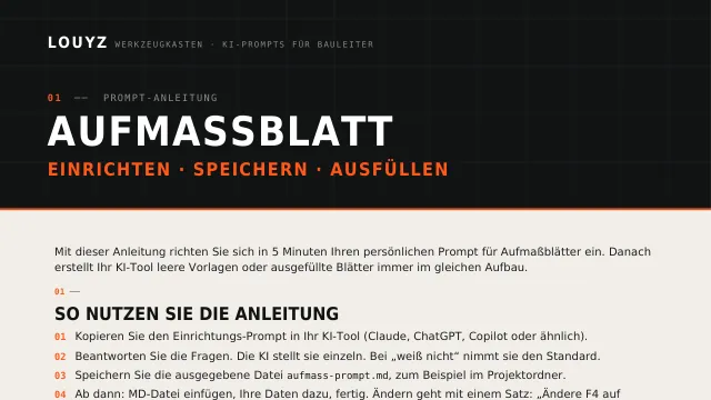 Vorschau: Aufmaßblatt